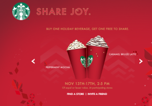 Buy one coffee and get one free today through Nov. 17 at Starbucks! 