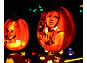 Wizard of Oz pumpkin in the dark