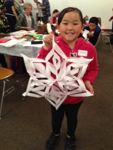 Cayden and her giant snowflake