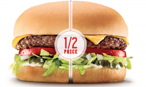 Grab a 1/2 price cheeseburger at Sonic today. Yum!