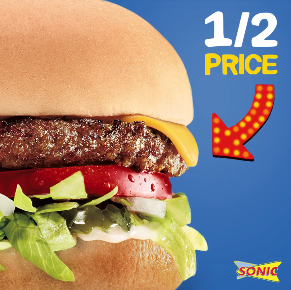Tuesday Freebies 1/2 Price Cheeseburgers at Sonic