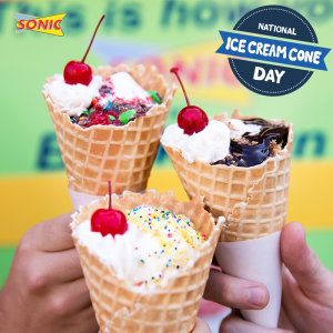 Snag 1/2 price ice cream cones at Sonic today. Yum!