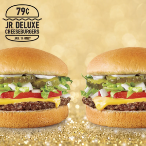 Snag Jr. Deluxe Cheeseburgers for just 79¢ at Sonic Drive-In today. Yum!