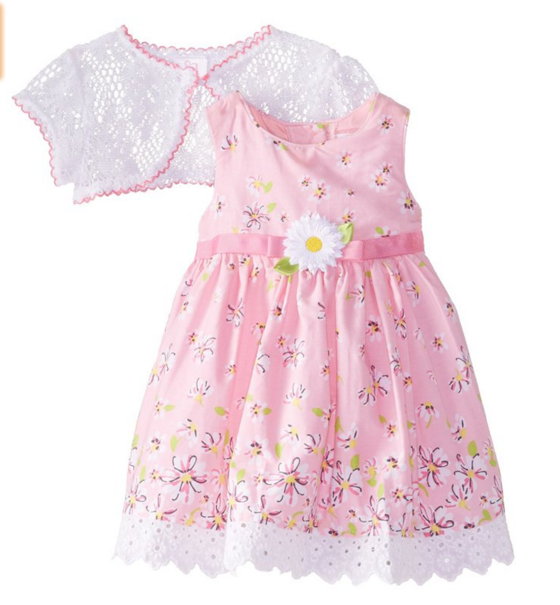 60% Or More Off Spring Dresses = Baby Girl Floral Print Dress With Lace