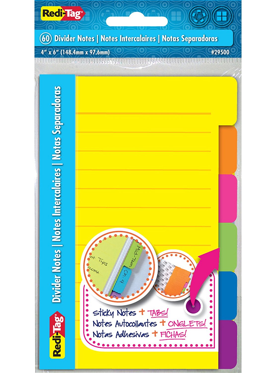 RediTag Divider Sticky Notes 60 Ruled Notes, 4 x 6 Inches 2.97