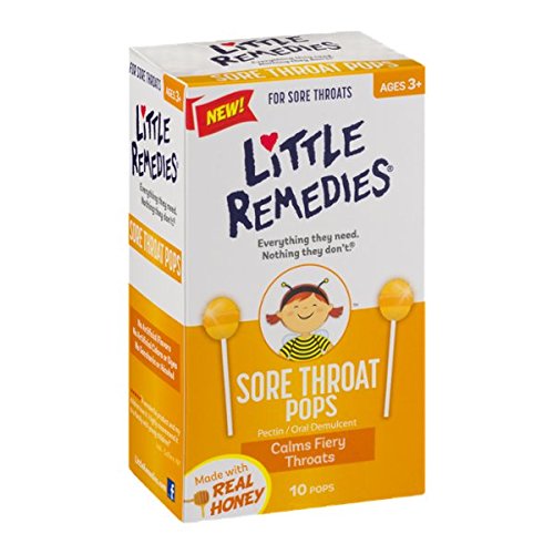 Little Remedies Sore Throat Pops, 10 Count, Calms Fiery Throats, Ages 3
