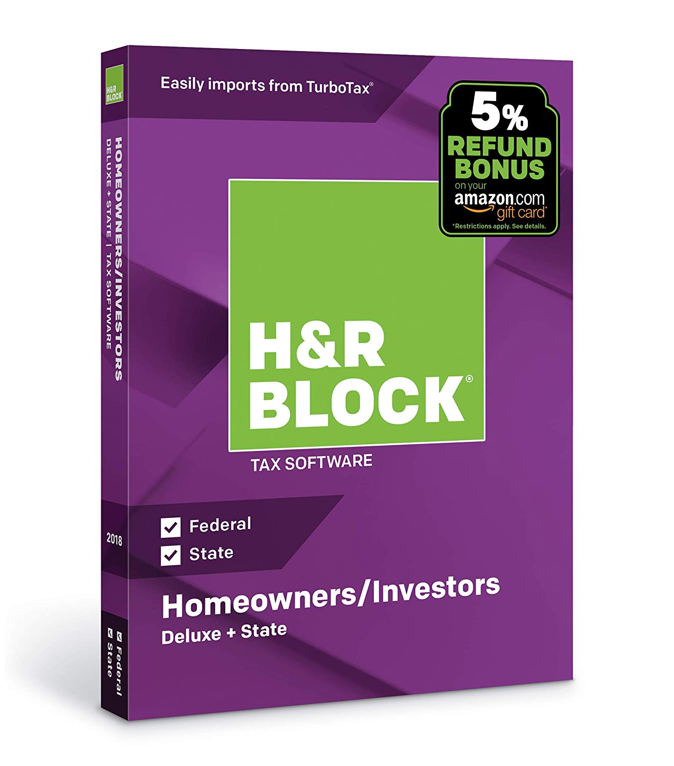 H&R Block Tax Software Deluxe + State 2018 with 5 Refund Bonus Offer