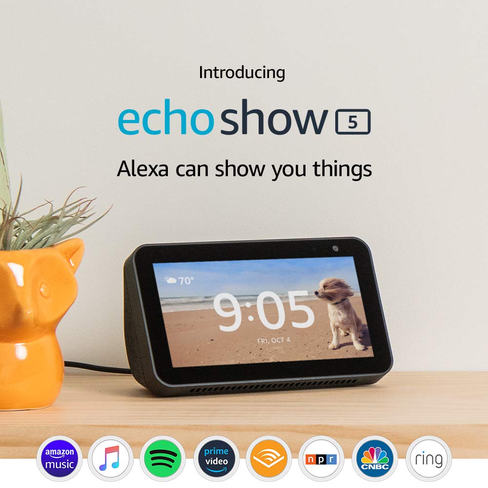 Introducing Echo Show 5 Compact smart display with Alexa Charcoal