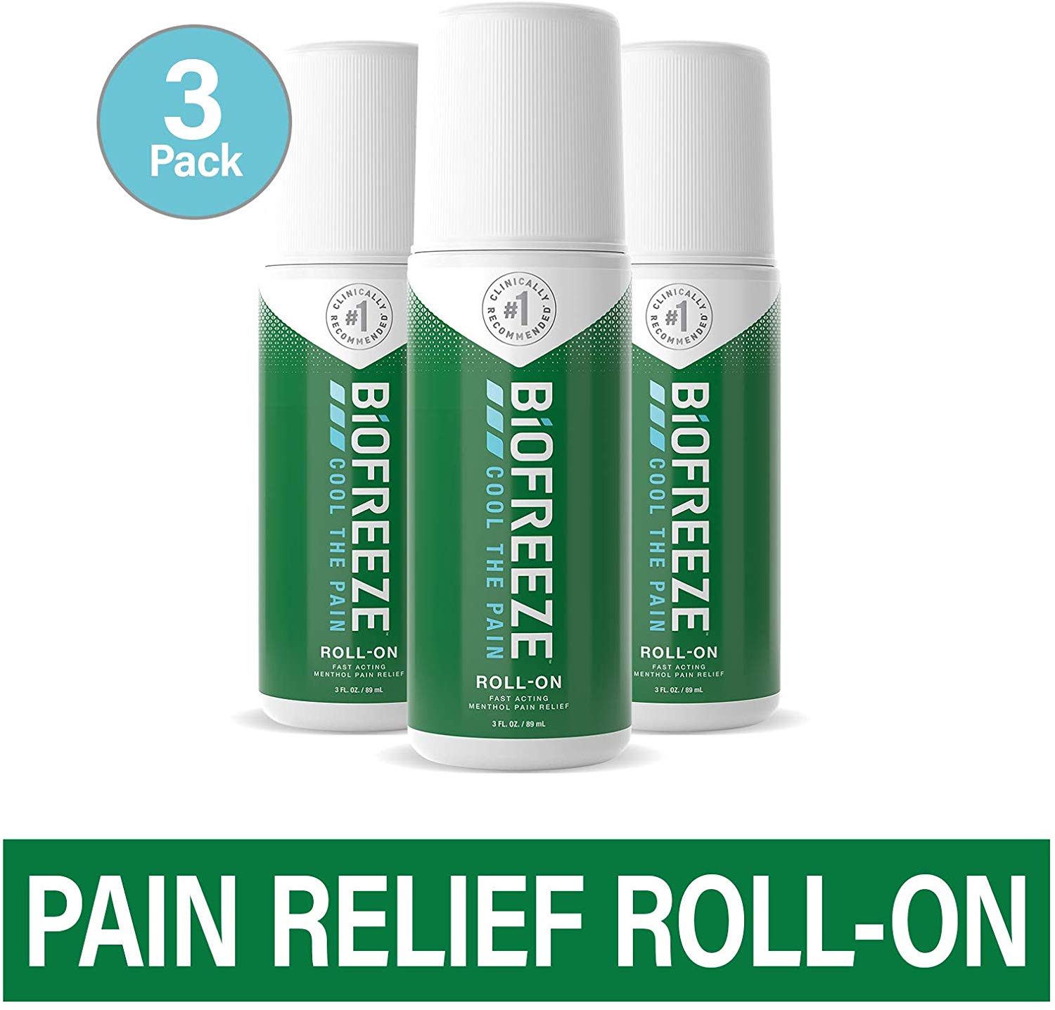 Biofreeze Pain Relief RollOn, 3 oz. RollOn, Fast Acting, Long Lasting