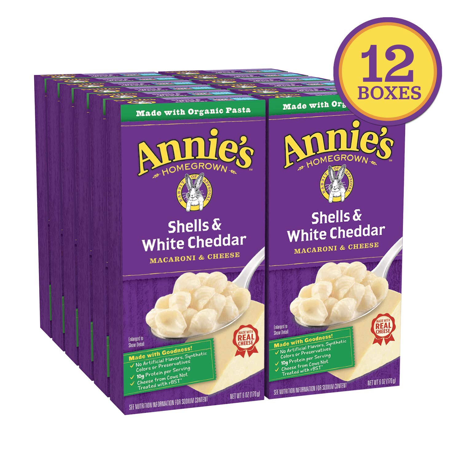 Annie's Macaroni and Cheese, Shells & White Cheddar Mac and Cheese, 6