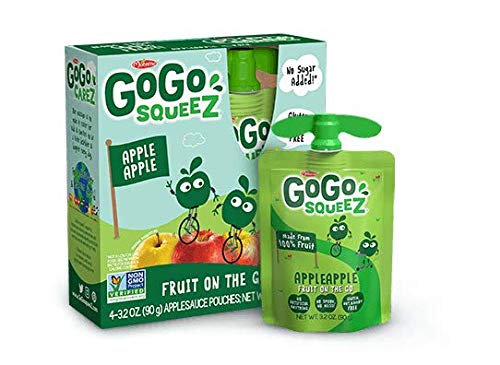 GoGo squeeZ Applesauce on the Go, Apple Apple, 3.2 Ounce (48 Count), Gluten Free, Vegan Friendly