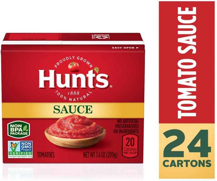 Hunt’s Tomato Sauce Carton, Keto Friendly, 7.4 oz, 24 Pack $12