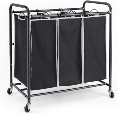 Details about   ROMOON Laundry Sorter 3 Bag Laundry Hamper Sorter with Rolling Heavy Duty Cart 