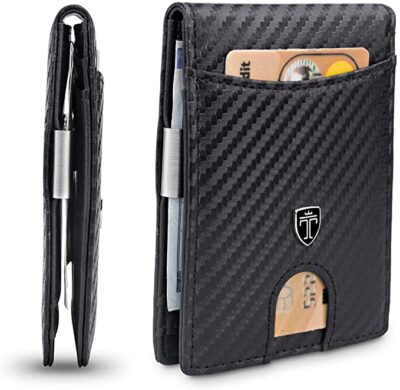 TRAVANDO Money Clip WalletRIO Mens Wallets slim Front Pocket RFID Blocking Card Holder Minimalist Mini Bifold Gift Box 
