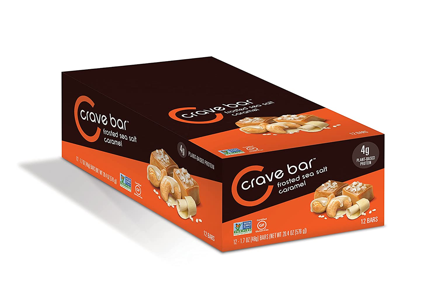 CRAVE BAR Nutrition Energy Bar, Frosted Sea Salt Caramel, 4g Protein