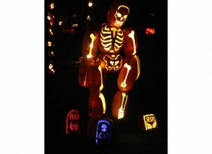 Skeleton made of pumpkins