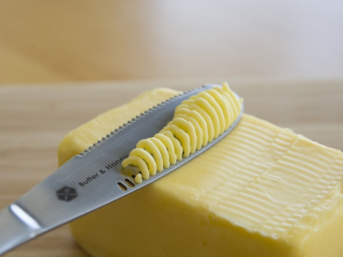 This butter knife has a unique grater design that softens... 