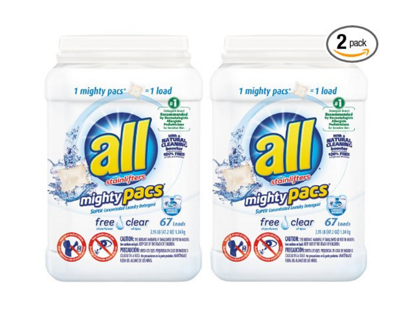 All Mighty Pacs Free Clear, 67 Count Tub, FFP (Pack of 2) Only 10.95!