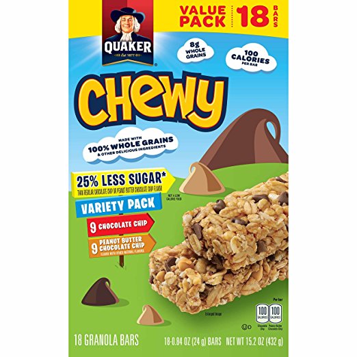 Quaker Chewy Granola Bar Variety Pack 18 Count $3.74