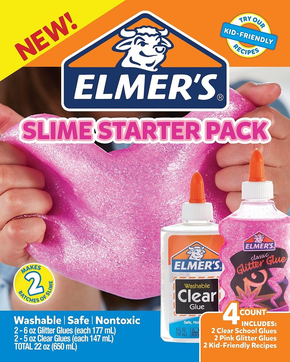  Elmer s Slime  Starter Kit Clear School Glue and Pink 