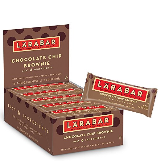 Larabar Gluten Free Bar, Chocolate Chip Brownie, 1.6 oz Bars (16 Count