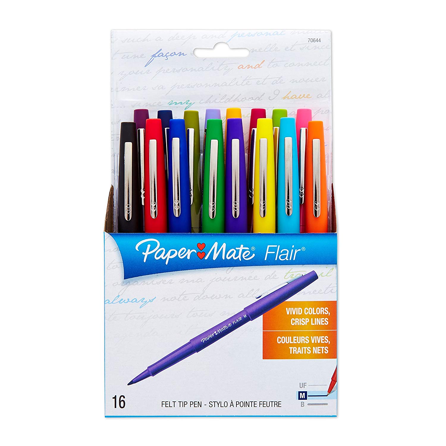 Paper Mate 70644 Point Guard Flair Porous Point Stick Pen, Assorted