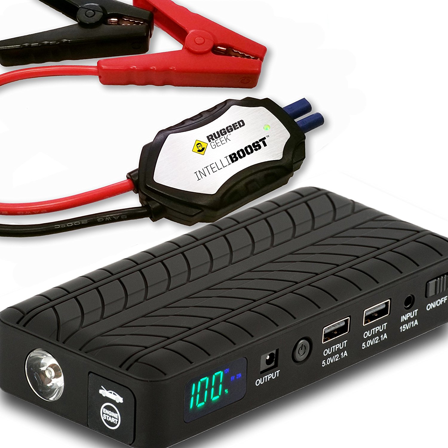 Rugged Geek RG1000 Safety 1000A Portable Car Jump Starter, Battery