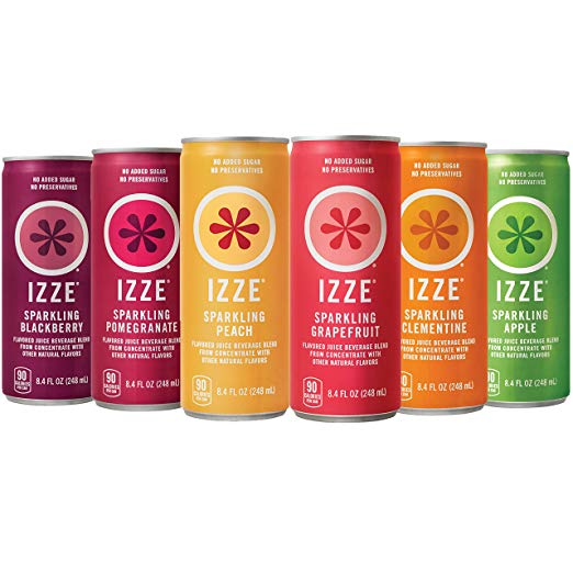 IZZE Sparkling Juice, 6 Flavor Sampler Variety Pack, 8.4oz ...