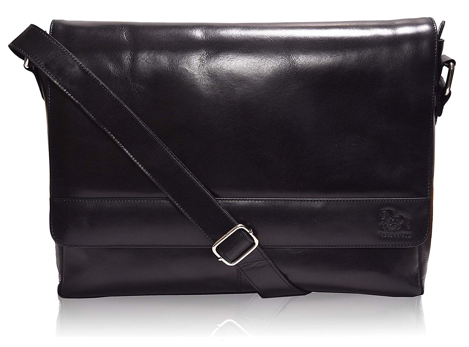 mens black leather messenger bag