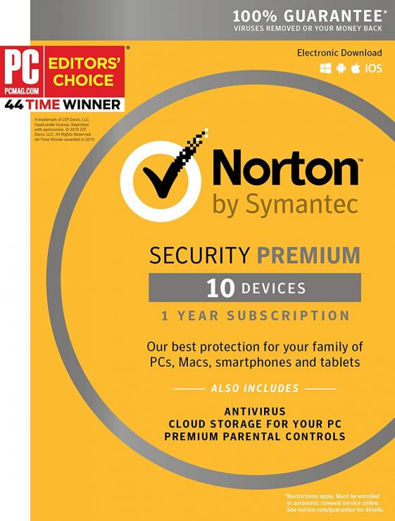 Symantec Norton Security Premium – 10 Devices – 1 Year Subscription [PC 