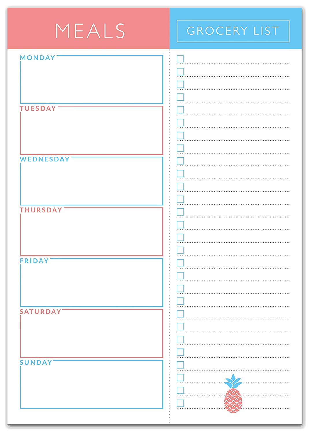 Sweetzer & Orange Meal Planner Pad | 7x10 inch Notepad for Organized ...