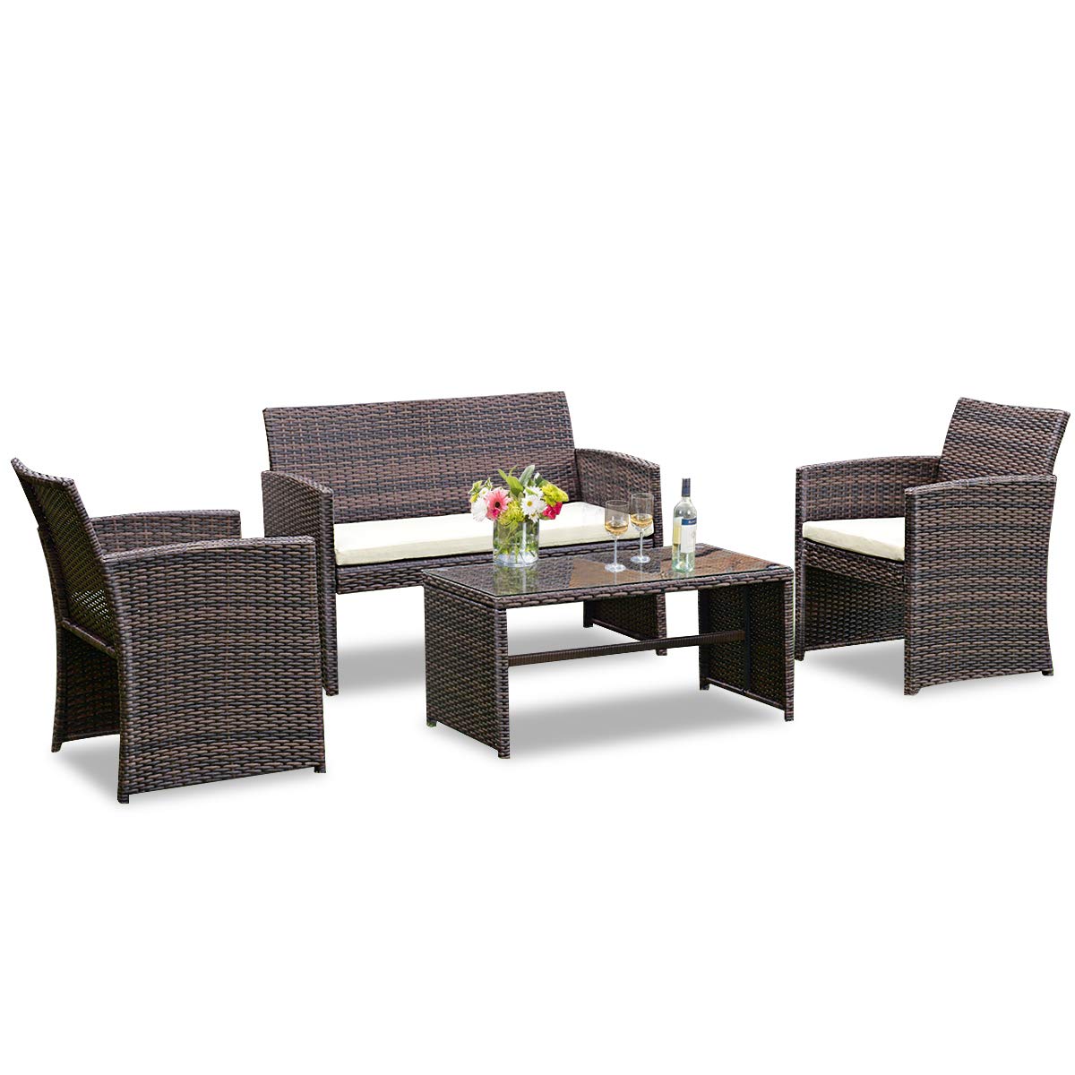 Goplus 4Piece Rattan Patio Furniture Set 160