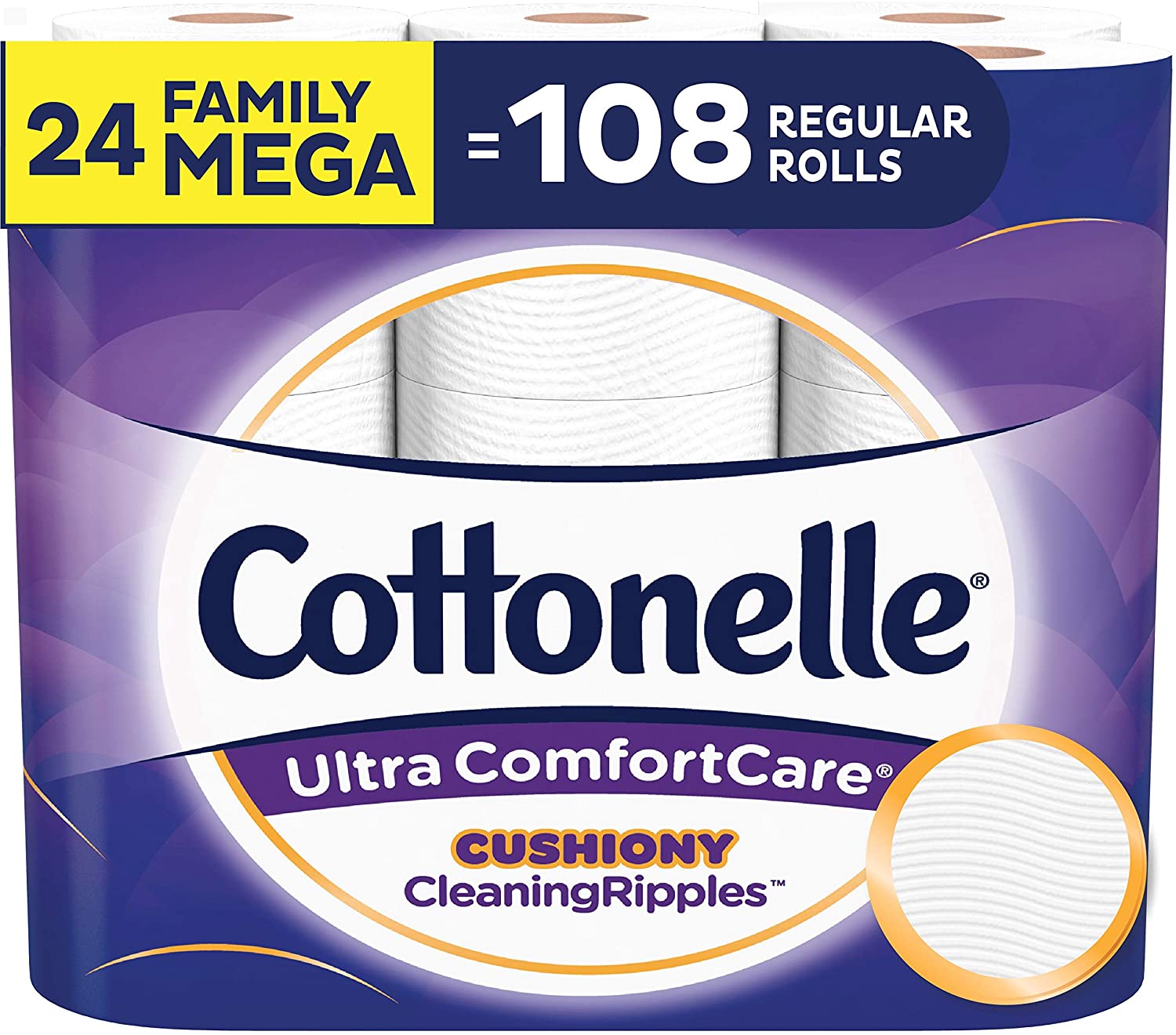 Cottonelle Ultra ComfortCare Soft Toilet Paper, 24 Family Mega Rolls