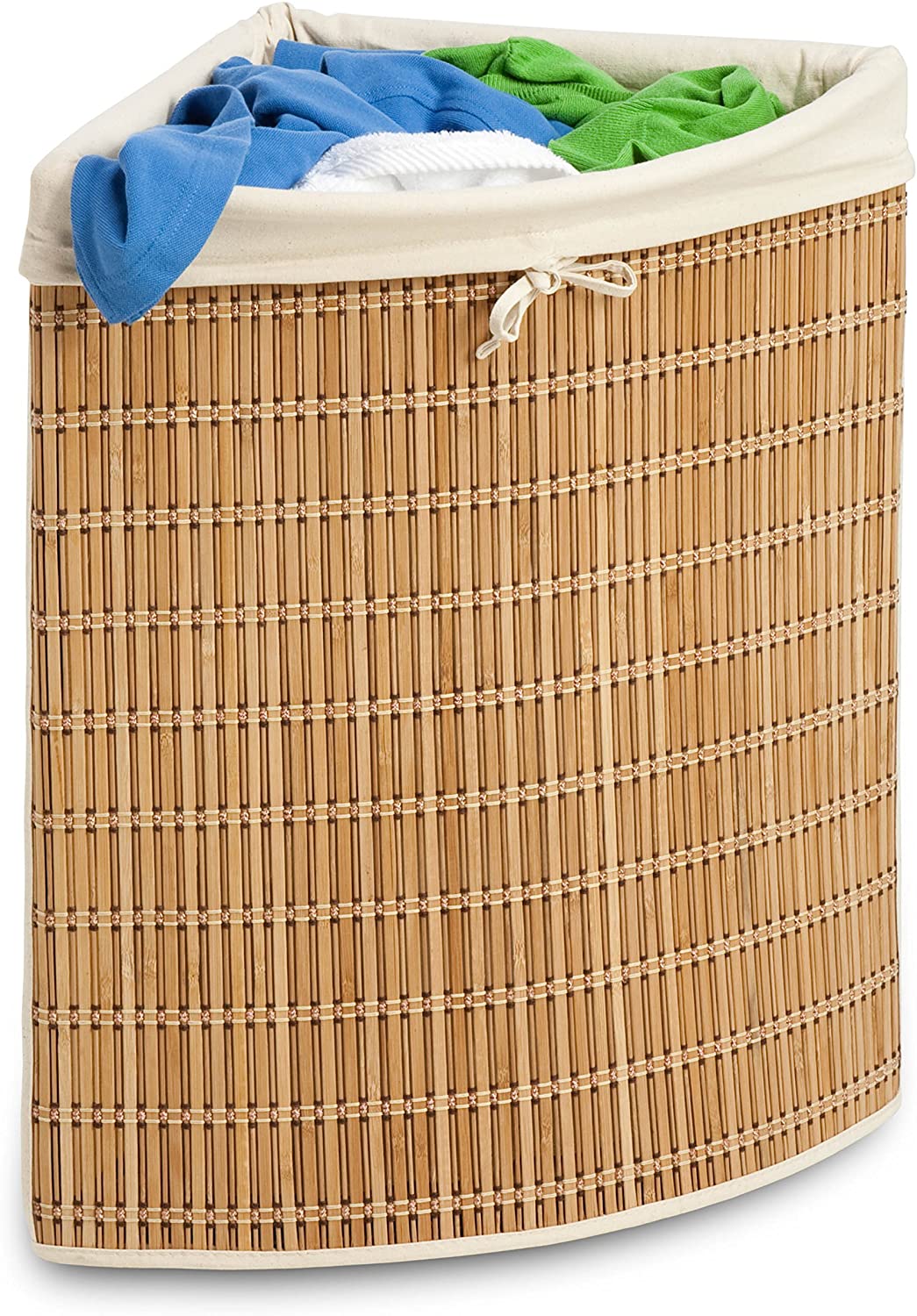 HoneyCanDo Bamboo Wicker Corner Hamper 18.24