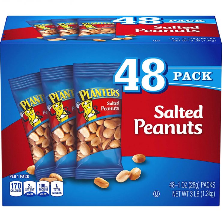 PLANTERS Salted Peanuts, 1 oz. Bags (48 Pack) Snack Size Peanuts with