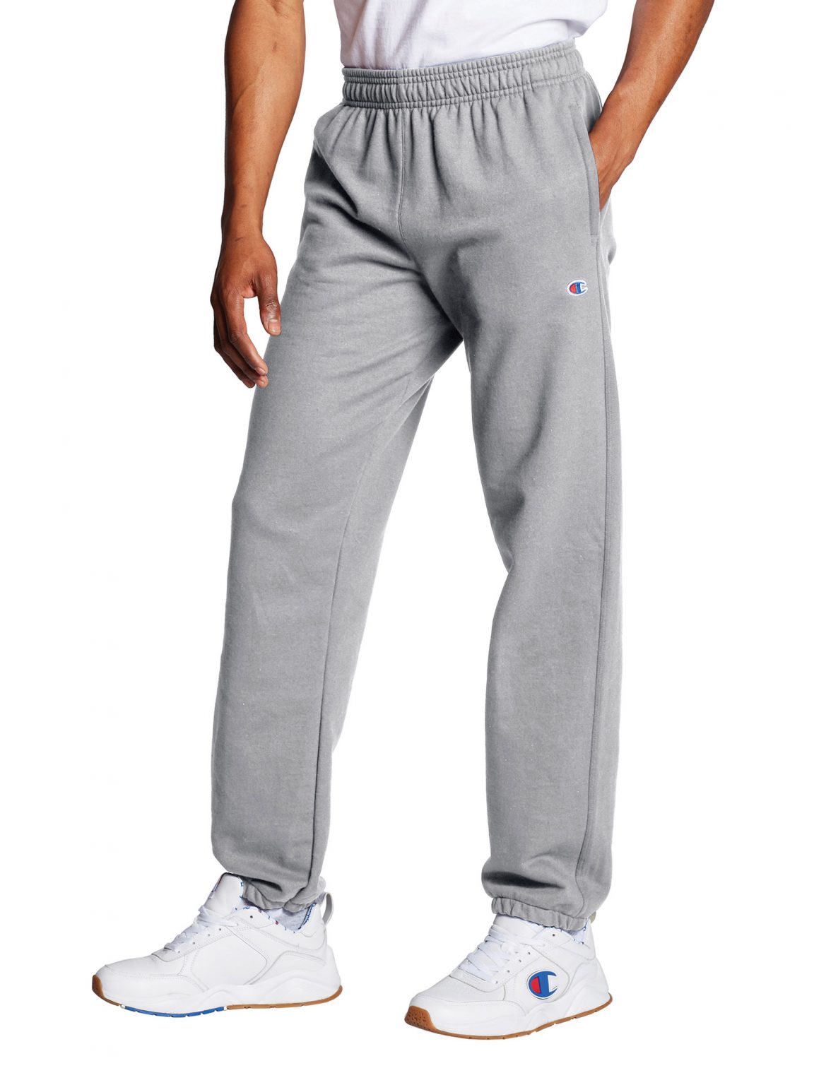 champion men's powerblend relaxed bottom fleece pant