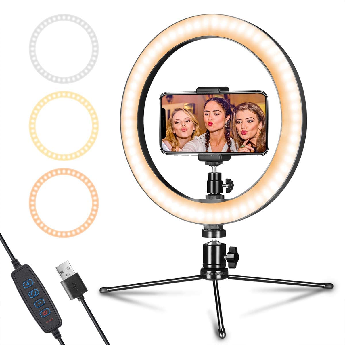 LED Ring Light 10" with Tripod Stand & Phone Holder for Live Streaming