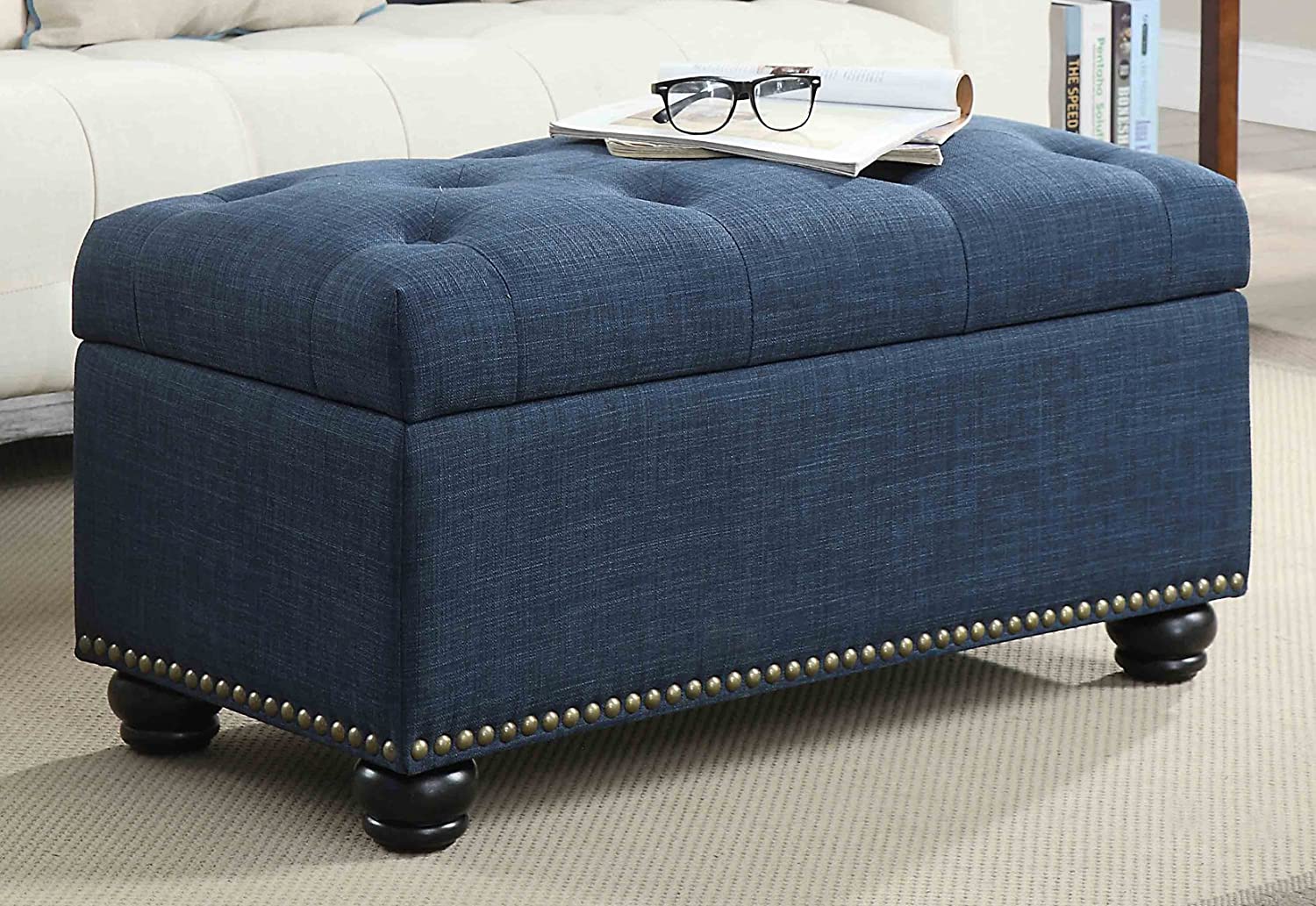 Convenience Concepts Designs4Comfort 7th Avenue Storage Ottoman Blue   Ottoman 