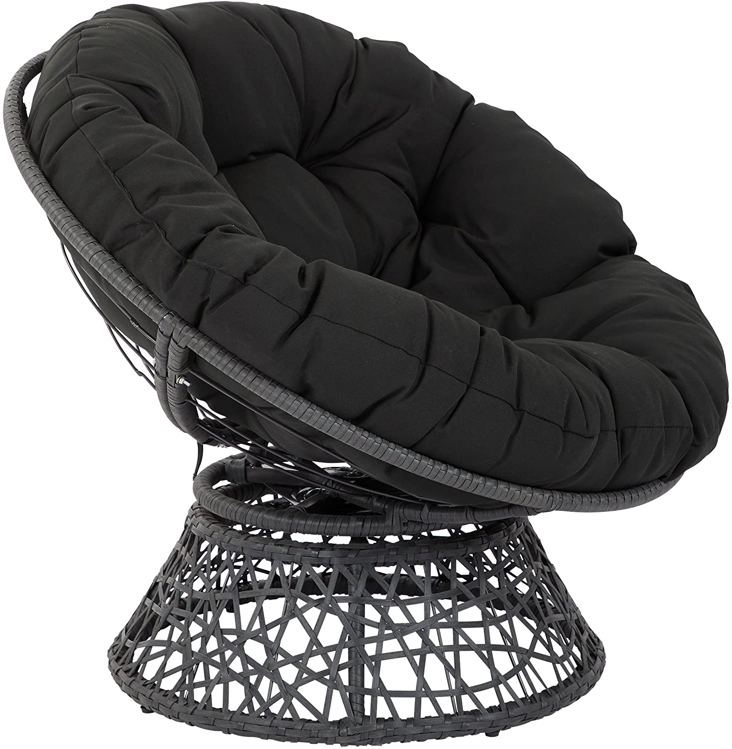 OSP Designs Papasan Chair with 360degree Swivel, Black