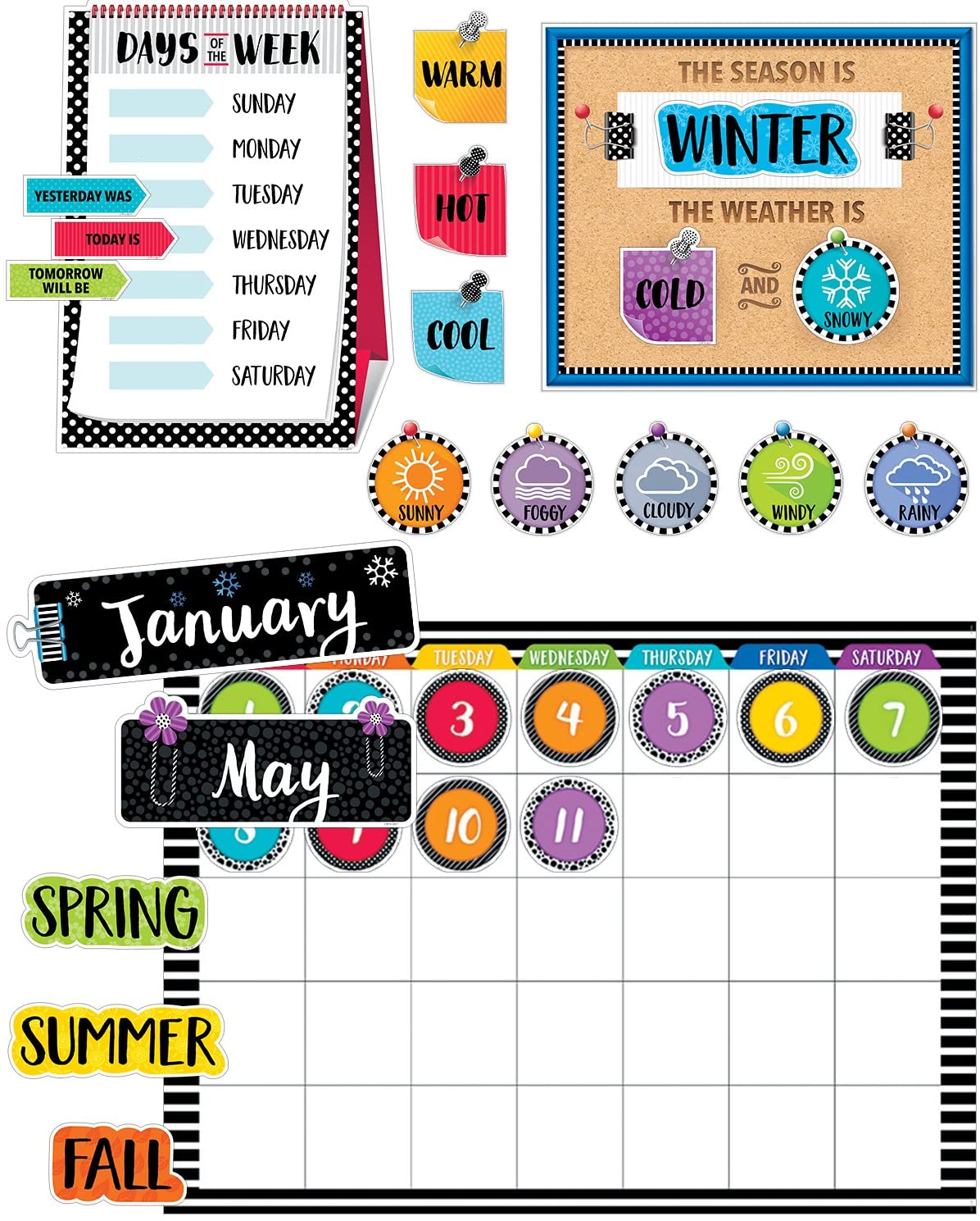 Creative Teaching Press Bold & Bright Calendar Set Bulletin Board (Room
