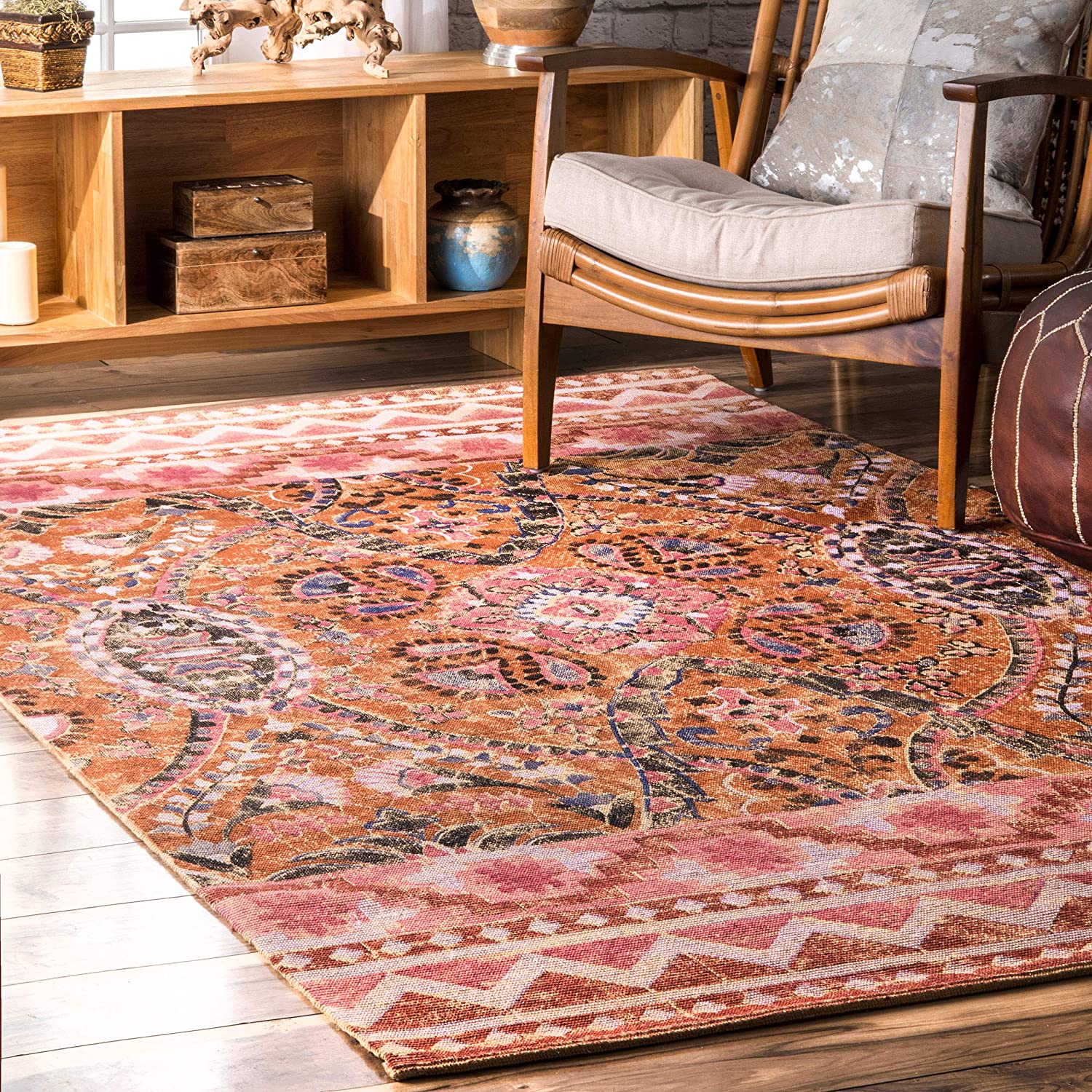 nuLOOM Ikat Machine Woven Jute Rug, 6' x 9', Sunset 94.90