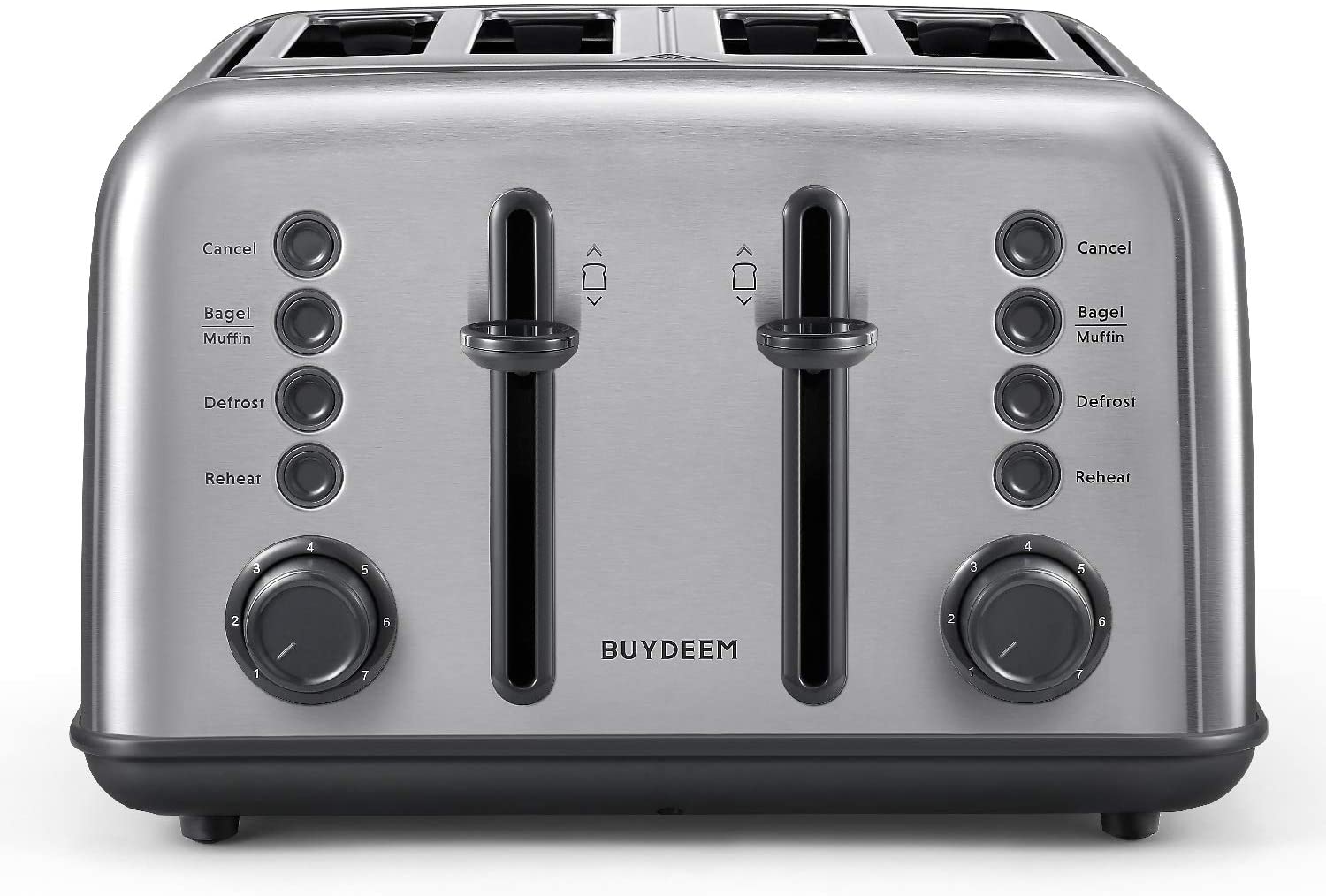 BUYDEEM DT6B83 4Slice Toaster, Extra Wide Slots, Retro Stainless