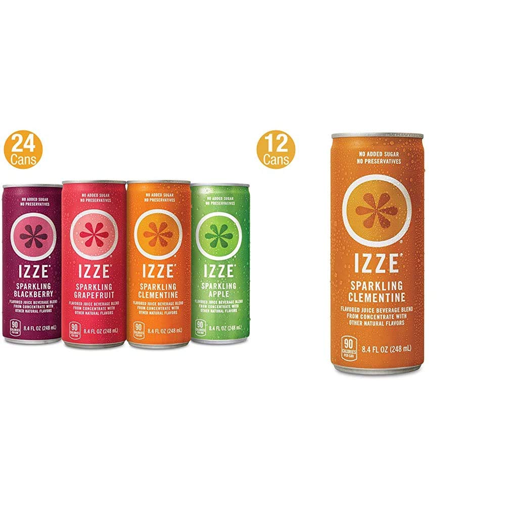 IZZE Sparkling Juice, 4 Flavor Variety Pack, 8.4 Fl Oz (24 Count