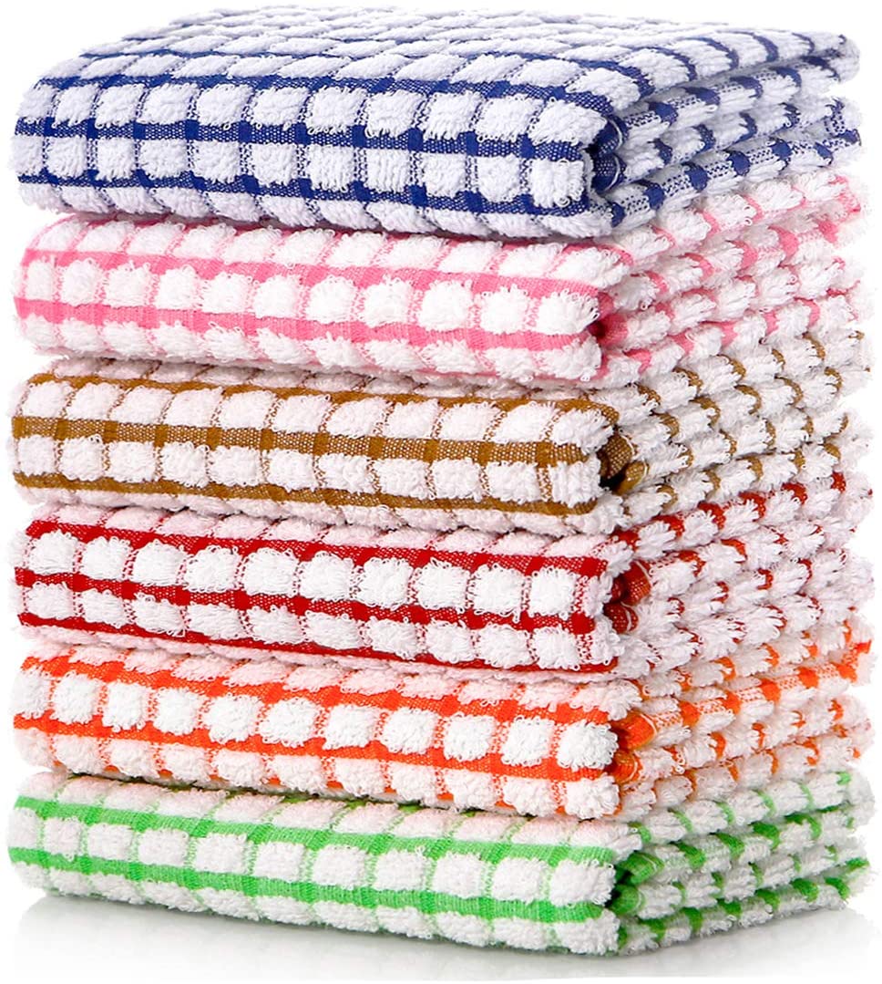 LAZI Kitchen Dish Towels, 16 Inch x 25 Inch Bulk Cotton Kitchen Towels