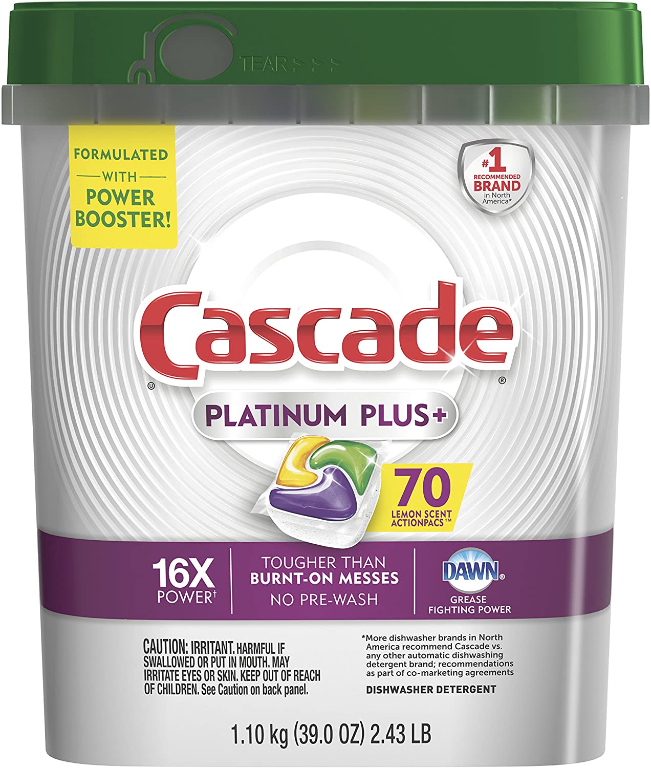 Cascade Platinum Dishwasher Pods, ActionPacs Detergent, 70 Count Only