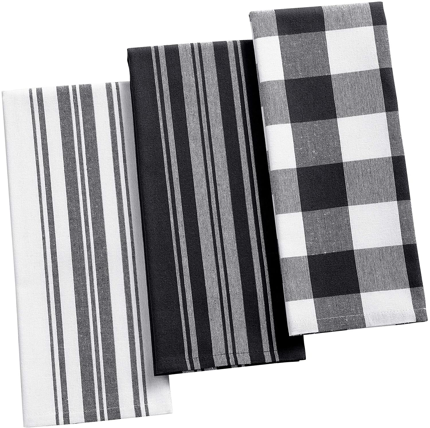 Elrene Home Fashions Farmhouse Living Stripe and Check Kitchen Towels