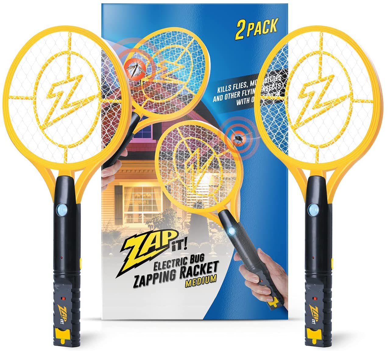 Zap It Bug Zapper Rechargeable Bug Zapper Racket, 4,000 Volt, USB