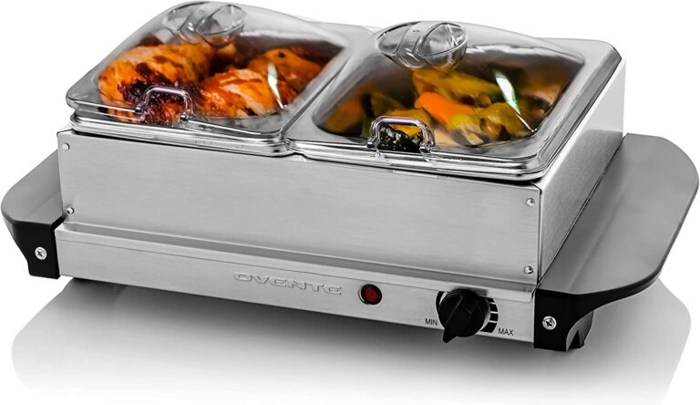 OVENTE Electric Food Buffet Server Warmer 2 Portable Stainless Steel ...