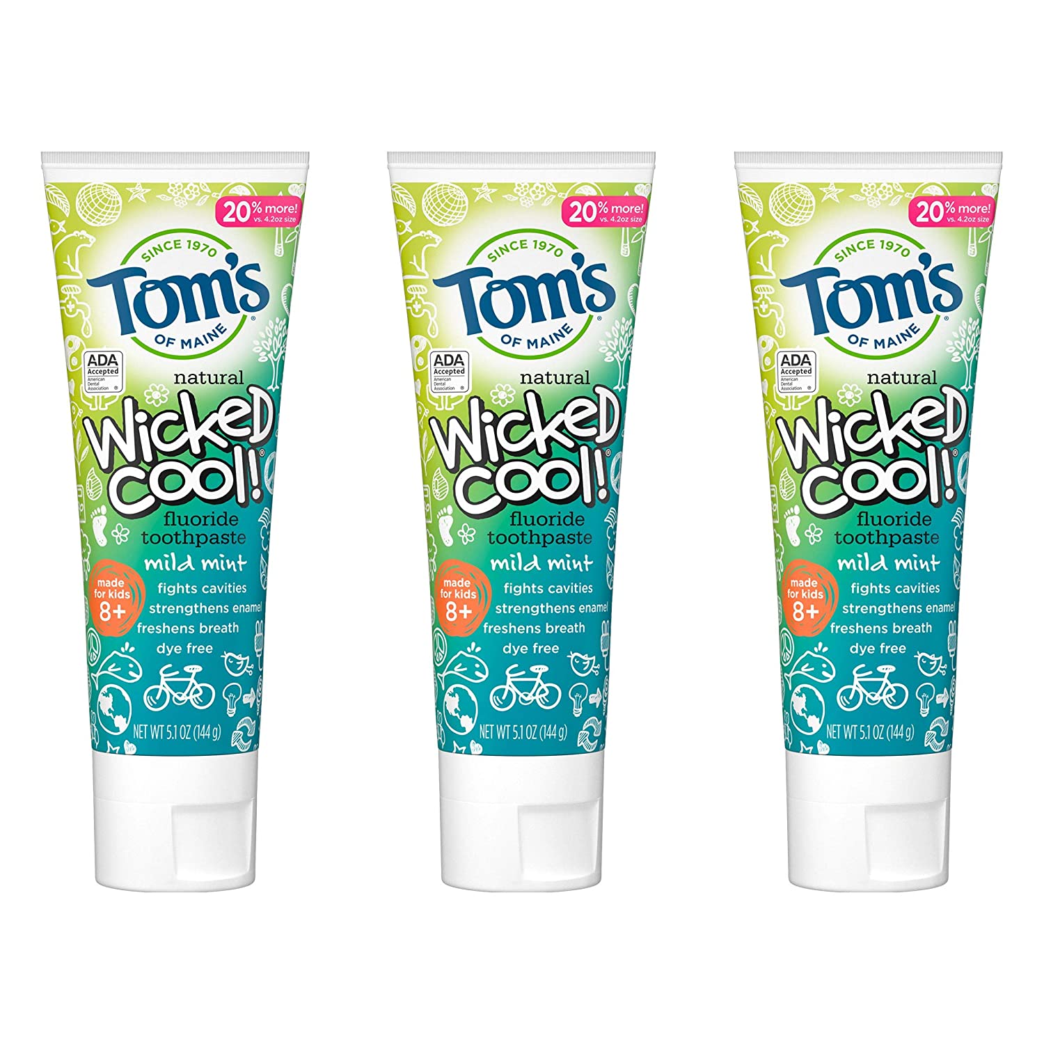 Tom's of Maine ADA Approved Wicked Cool! Fluoride Kid's Toothpaste