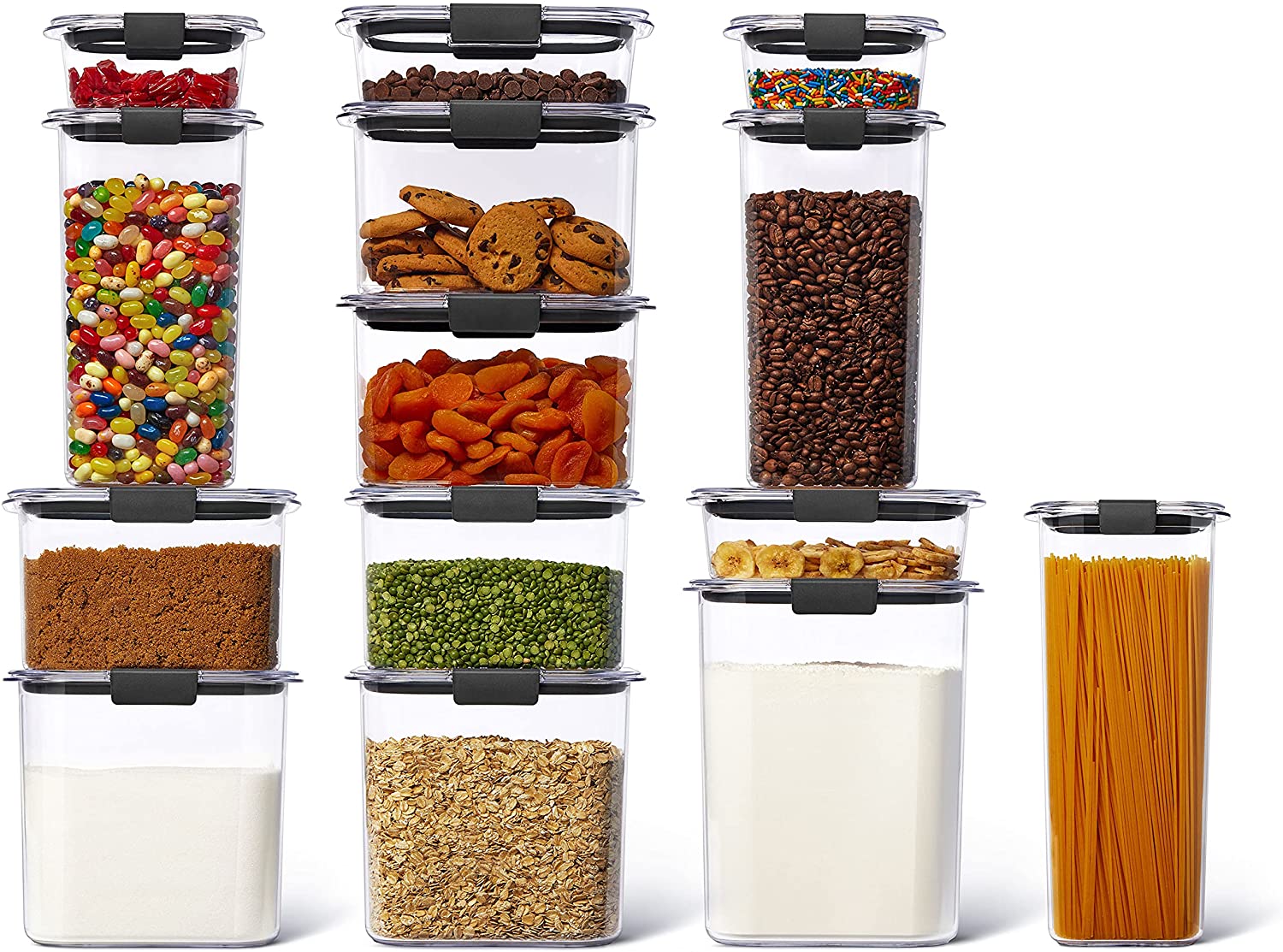 Rubbermaid Brilliance Plastic Food Storage Pantry Set of 14 Containers ...